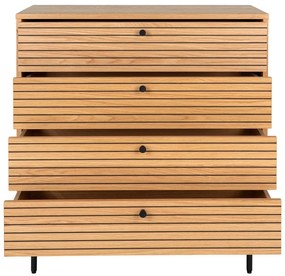 Comodă în culoare naturală înaltă cu aspect de lemn de stejar 80x85 cm Kyoto – House Nordic