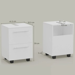 HOMCOM Dulap de Baie Sub Lavoar cu Sertar și Dulap, Unitate Economisitoare de Spațiu, 41,5 x 35,5 x 59 cm, Alb | Aosom Romania
