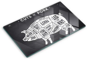 Tocător din sticlă Carne de porc Carne de porc