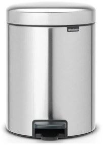 Cos de gunoi cu pedala Brabantia NewIcon 649016, 5 L, Inchidere lina, Baza antiderapanta, Rezistent la amprente, Inox