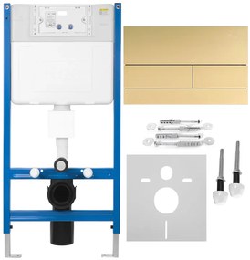 Cadru WC incastrat Rea cu buton T auriu periat