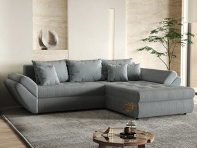 Colțar extensibil dumonde cu ladă de depozitare si sezut confortabil din spuma high-density, Loana Zoom Grey II 270x185 cm