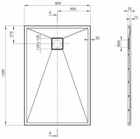 Cadita dus dreptunghiulara Deante Correo antracit metalic 120x80 cm