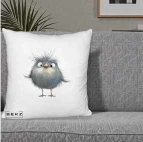 Perna Decorativa Pui Gri Pufos Zbarlit, 40x40 cm, Alb Pufos, Husa Detasabila, Perna Inclusa, BEKZ®