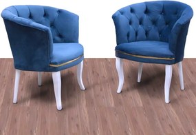 Set fotoliu Milano, albastru, picioare albe, Homs