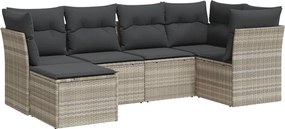 vidaXL Set canapele de grădină cu perne, 6 piese gri deschis poliratan