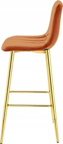 Scaun de bar POZZA VELVET cu picioare aurii, teracota