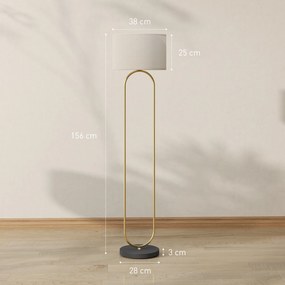 HOMCOM Lampadar abajur din in dulie E27 stil modern comutator la picior pentru salon si dormitor 156 cm aurit si negru | Aosom Romania