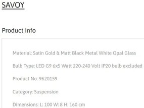 Lustra moderna cu 6 pendule SAVOY