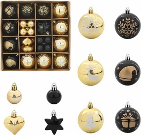 vidaXL Set de Globuri de Crăciun 40 pcs Negru și Aur Plastic