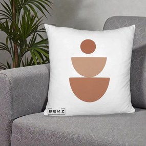Perna Decorativa Geometric Boho Semicerc Stivuit, 40x40 cm, Alb Pufos, Husa Detasabila, Perna Inclusa, BEKZ®