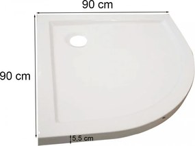 Cădiță de duș acrilică joasă curbată Modena Slim 90x90x5.5 cm