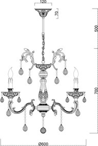 Lustră de cristal pe lanț Brilagi CLASSIC 6xE14/60W/230V alamă