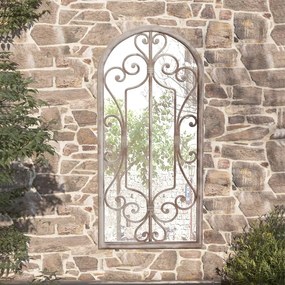 vidaXL Oglindă de grădină, nisipiu, 100x45 cm, fier, uz exterior