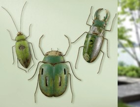Decoratiune de perete beetle, metal, verde 21.5x58x6.3 cm