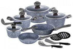 Set oale si tigai marmorate (15 piese) din aluminiu forjat Forest Dark Gray Line Berlinger Haus BH 1578