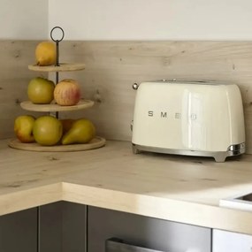 Prajitor de paine SMEG 50's Style TSF01CREU, 950 W, 2 felii, 6 trepte, Tava pentru firimituri, Cablu integrat, Otel inoxidabil, Crem