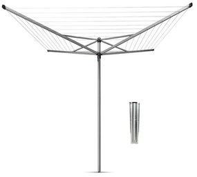 Uscator de rufe pentru exterior Brabantia TopSpinner 90300260, 40 m, Tepusa din metal pentru infigere, Rezistent la coroziune, Inox