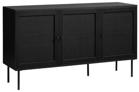 Comodă neagră joasă cu aspect de lemn de stejar 140x80 cm Pensacola – Unique Furniture