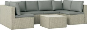 Outsunny Set mobilier grădină de 6 persoane, din rășină împletită, canapele confortabile și masă joasă cu sticlă securizată, maro | Aosom Romania