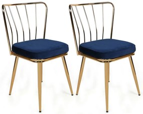 Set de scaune de sufragerie Yildiz Dark Blue, 4bucăți