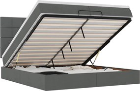 vidaXL Cadru de pat otoman cu saltele țesătură gri închis 200x200cm