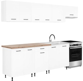 Unitate de bucătărie Primo 280 cu blat de lucru din stejar charlestone alb