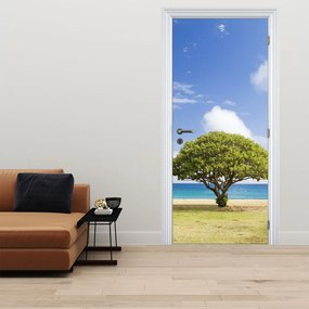 Fototapet pentru ușă - Plaja cu copac (95x205cm)