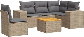 vidaXL Set canapele de grădină cu perne, 6 piese, bej, poliratan