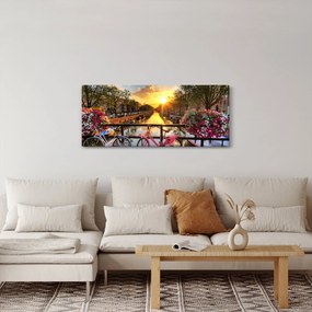 Tablou - Răsărit de soare la Amsterdam (120x50 cm)