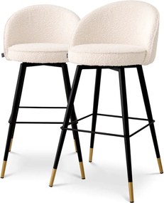 Set de 2 scaune de bar pivotante, design LUX, Bar Stool Cooper crem