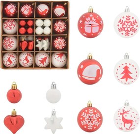 vidaXL Set de Globuri de Crăciun 40 pcs Roșu și Alb Plastic