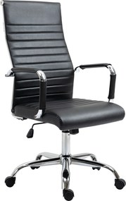 Vinsetto Scaun de birou ergonomic cu funcție balans scaun managerial reglabil înălțime scaun de birou căptușit piele ecologică spumă negru 54 x 62 x 104-114 cm | Aosom Romania