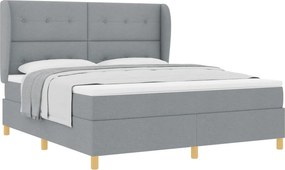 vidaXL Pat cu arcuri cu saltea Gri deschis 200 x 180 cm țesătură