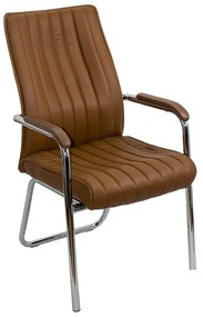 Scaun așteptare maro HRC 614 din piele ecologică cu aspect elegant