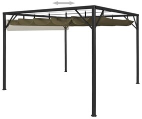 Pavilion gradina, acoperis retractabil gri taupe 3x3 m 180 g m   Gri taupe