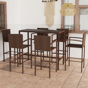 3064845 vidaXL Set mobilier bar de grădină, 7 piese, maro, poliratan