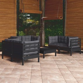 3096254 vidaXL Set mobilier grădină cu perne, 7 piese, lemn masiv de pin