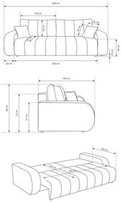 Canapea extensibilă DESIO, 3 locuri, bej