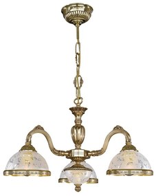 Lustra design clasic cu 3 brate din alama si sticla 6202