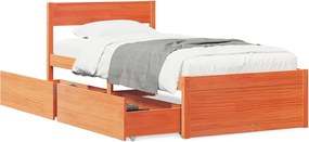 vidaXL Cadru pat fără saltea, maro ceruit, 75x190 cm, lemn masiv pin