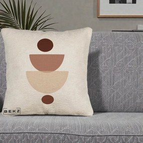 Perna Decorativa Geometric Boho Balance, 40x40 cm, Bej Canapea, Husa Detasabila, Perna Inclusa, BEKZ®