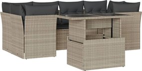 vidaXL Set canapele de grădină cu perne, 7piese gri deschis poliratan