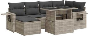 vidaXL Set canapele de grădină cu perne, 7piese gri deschis poliratan