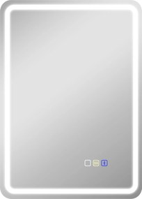 HOMCOM Oglindă de Baie Bluetooth LED 50 x 70 cm cu Anticeață - Argintiu | Aosom Romania