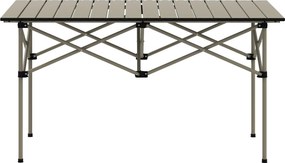Outsunny Masă de camping pliabilă cu blat rulabil, masă de grădină din aluminiu pentru 2 persoane, 95 x 55 cm Khaki | Aosom Romania