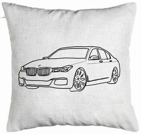 Perna Decorativa, Model BMW Lover, 40x40 cm, Alb Murdar, Husa Detasabila, Burduf