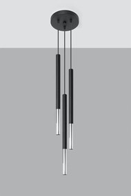 Lustră neagră/argintie din metal ø 20 cm Asarot – Sollux
