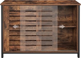 Bufet inferior, Vasagle, 100 x 35 x 70 cm, otel, maro/negru