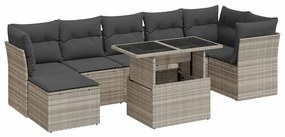 3326203 vidaXL Set mobilier de grădină cu perne, 8 piese gri deschis poliratan